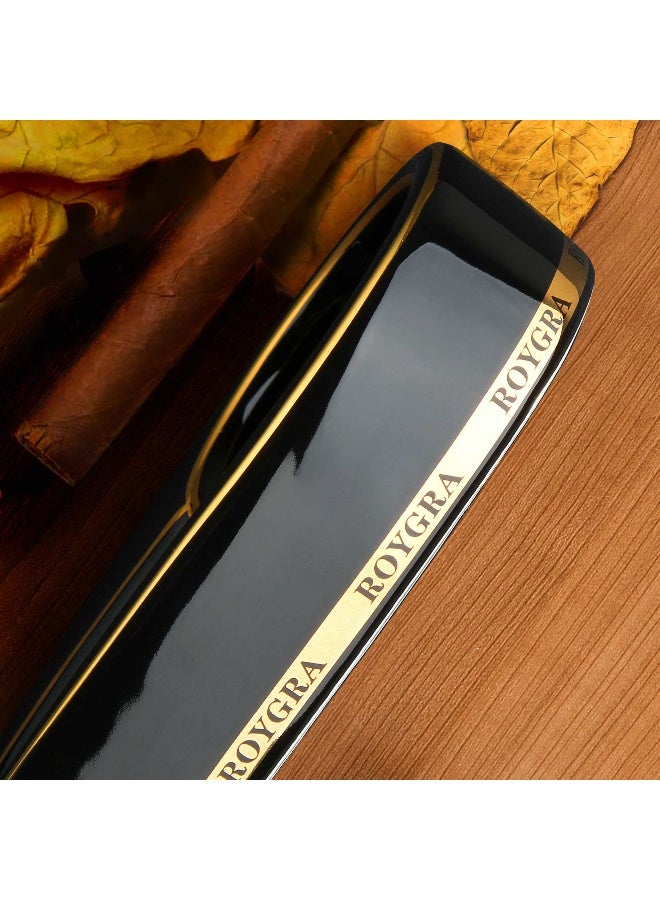 roygra Cigar Ashtray, Handmade Gilt Ceramic Cigar Ash Tray, Outdoor Indoor Portable Accessories (Black) - Image 4